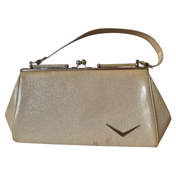 Lux-de-ville women’s crème/gold glitter handbag clasp - Picture 1 of 8